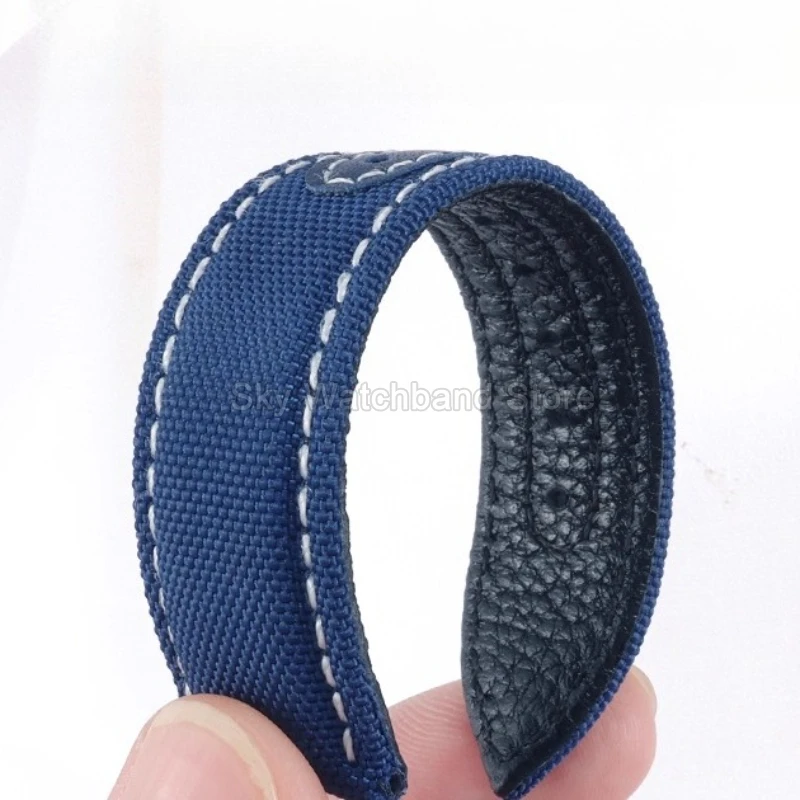 Acessórios de relógio de lona preto azul para omega blancpain swatch longines iwc mido tudor breitling pulseira de relógio de náilon 19mm 20mm