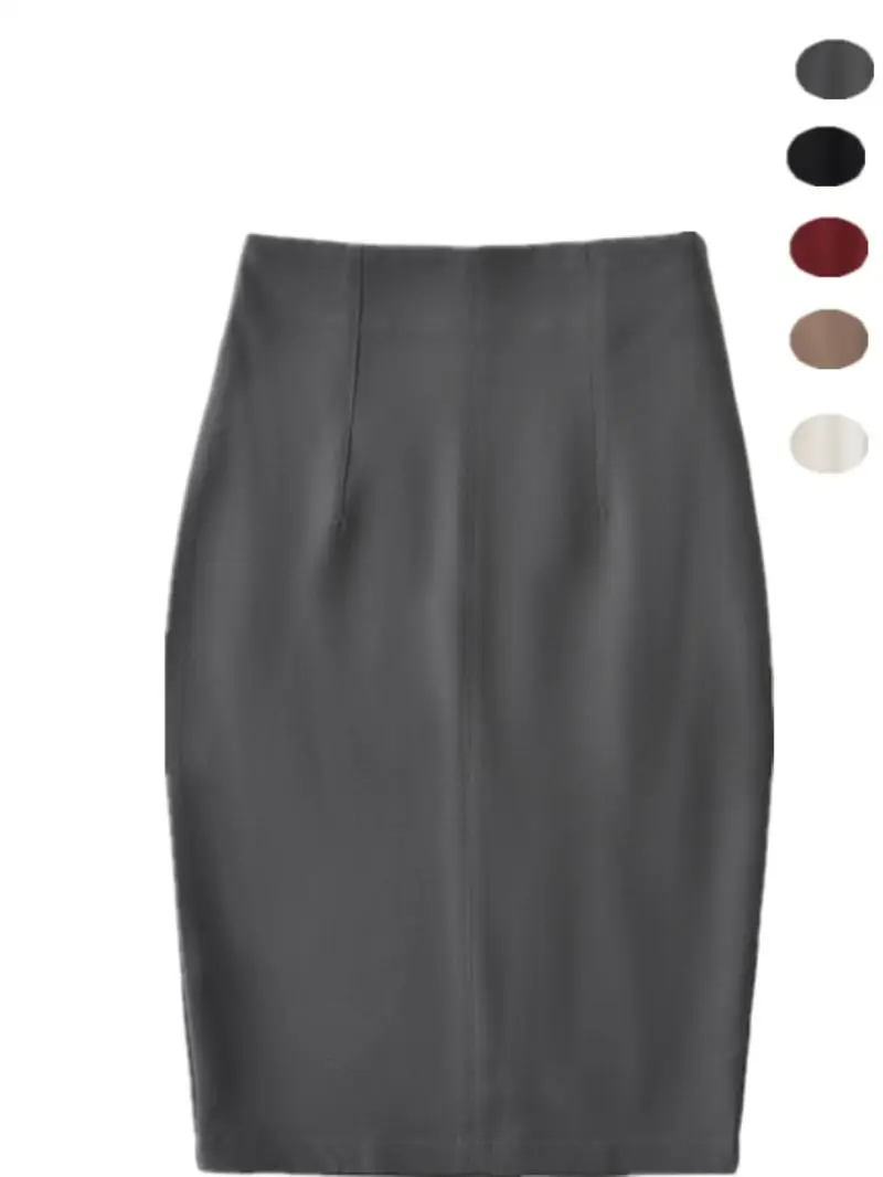 Streetwear High Waist Midi Skirt Solid Color