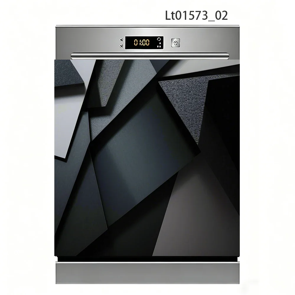 Mosaic & Lace Dishwasher Decal, Geometric Marble & Abstract Art, Waterproof Removable Kitchen Appliance Sticker