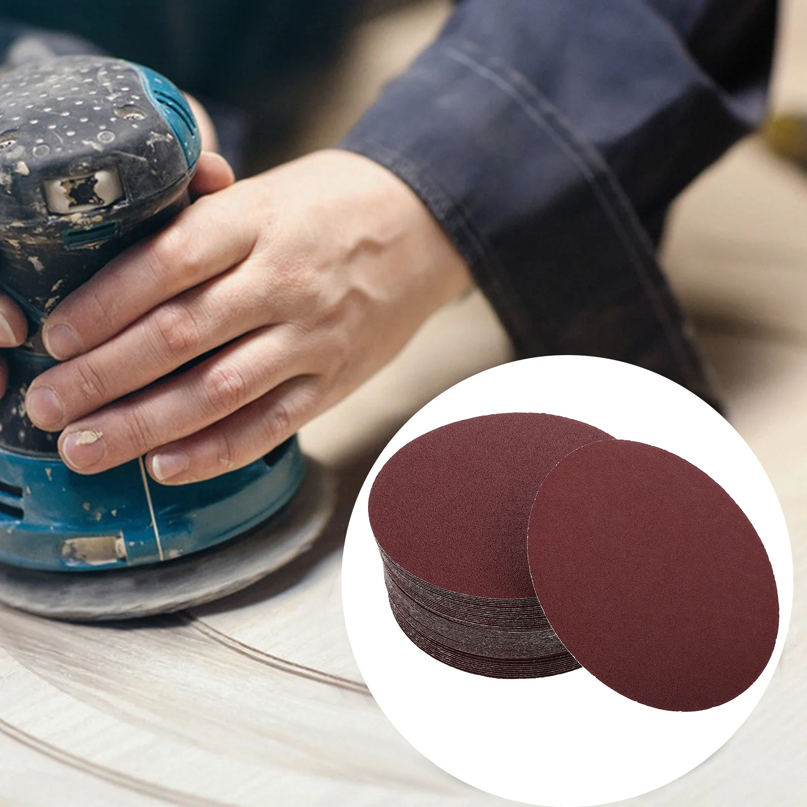 

50Pcs Sanding Discs Hook Loop Red Abrasive 6 Inch Round Sandpaper for Wood Metal Automotive Drill Grinder Rotary Tool