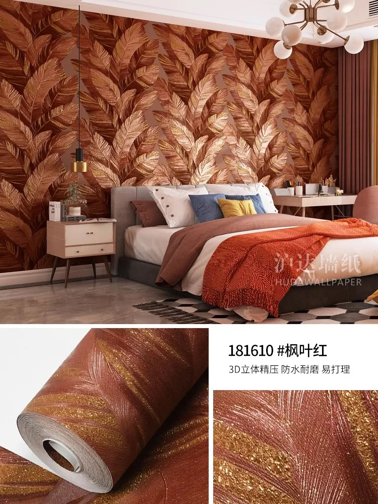 Southeast Asian Style Palm Leaf Wallpaper Tropical Plant Palm Tree Wall Paper for Living Room Background Bedroom Wall Mural