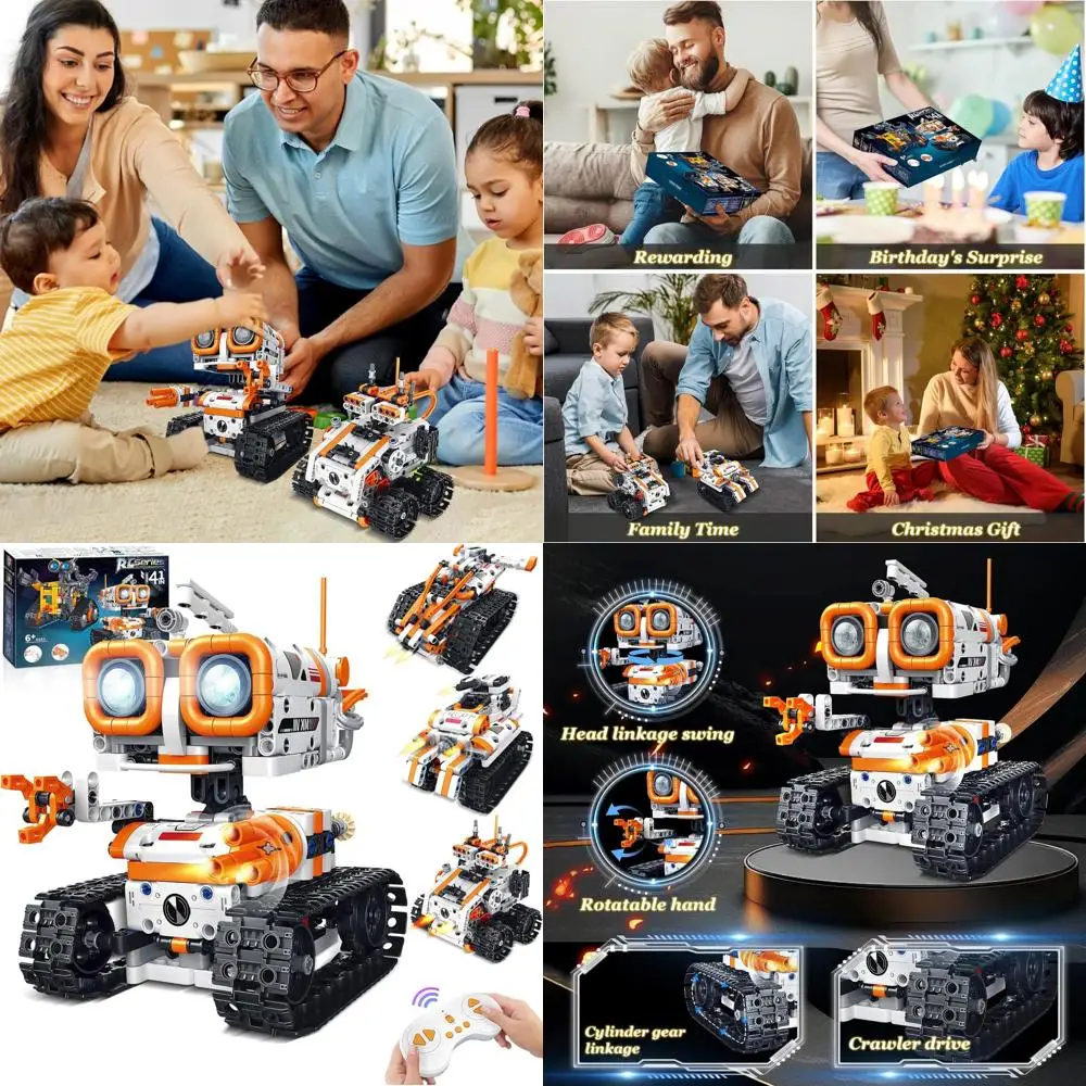 Kit robot STEM tout-en-un : blocs de construction télécommandés par application et à distance pour enfants de 6 à 12 ans