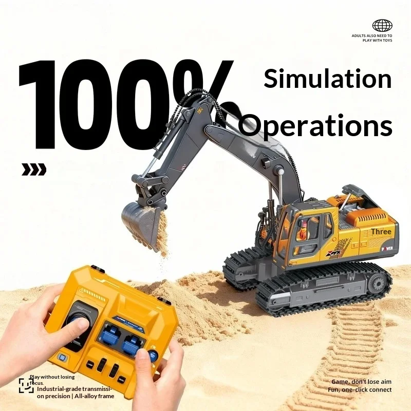 Alloy RC Excavator 14CH Remote Control Engineering car Electric Simulation Vehicle Toy Three In One Boy birthday gift usb charge