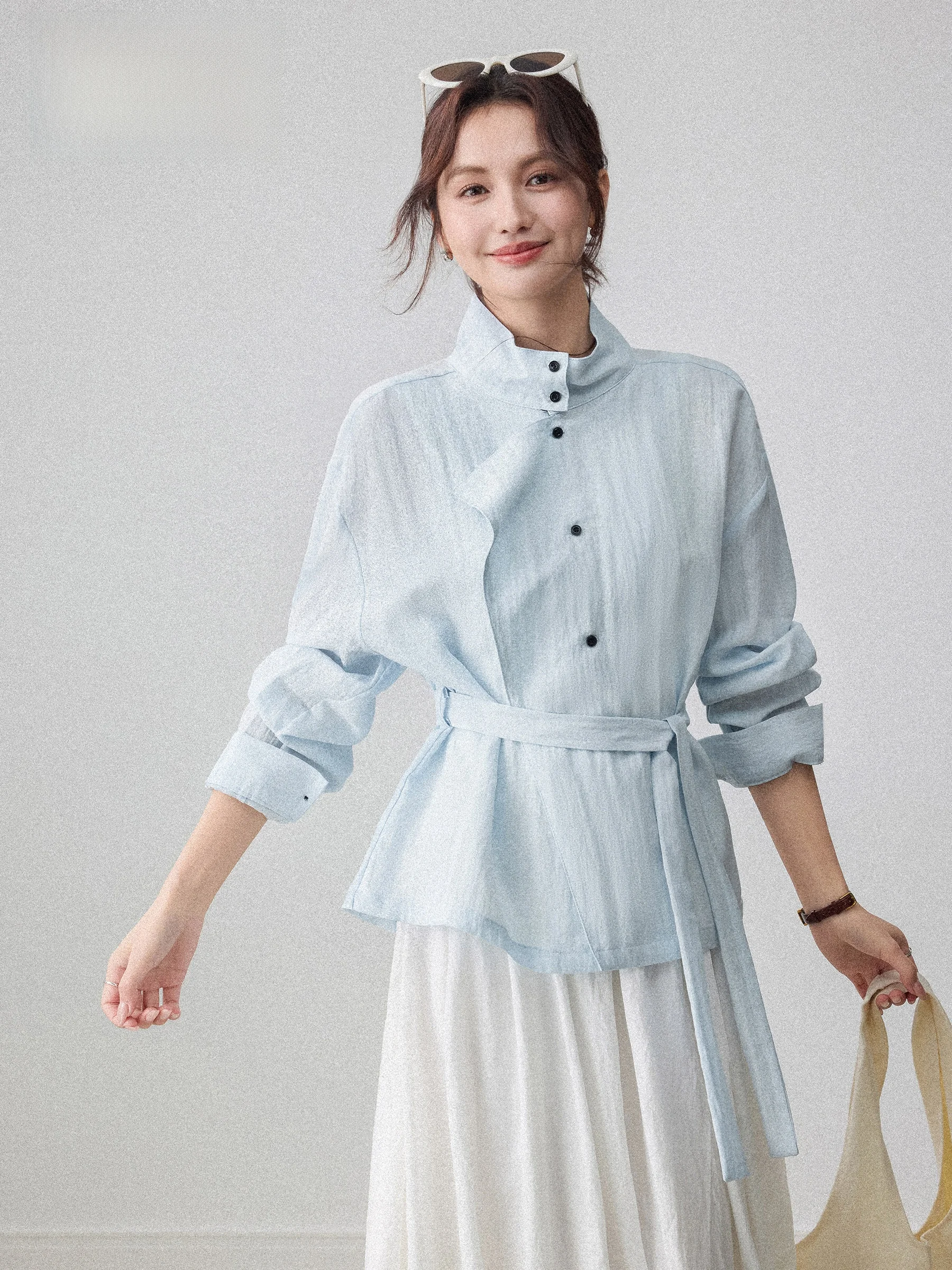 

Синий солнцезащитный кардиган-накидка для женщин, свободный повседневный корейский стиль, весенняя новинка, модный всесезонный топ-кардиган