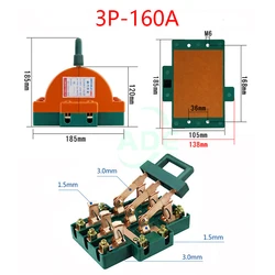 Knife Switch Reversing Switch Knife Switch All Copper Material LED Light Display 3P 160A 220V 380V