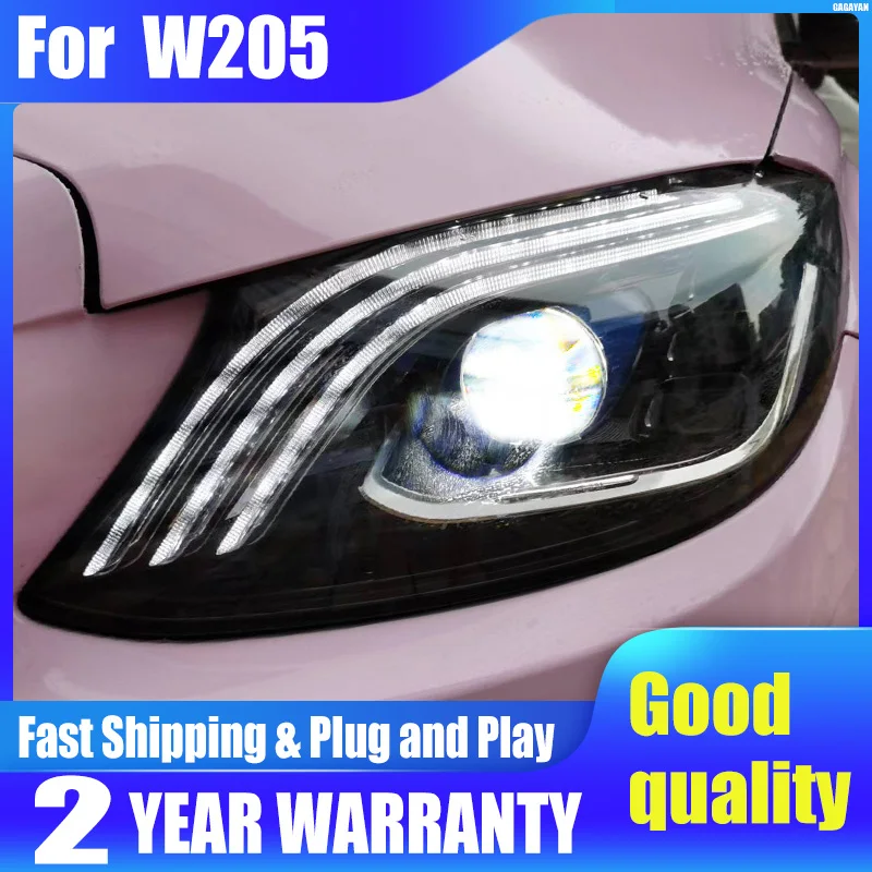 

Car Styling For Benz W205 C300 2014–2021 Headlights DRL LED C200 C260 C180 Bi Xenon Bulb Fog Lights Car Accessory Head Lamp