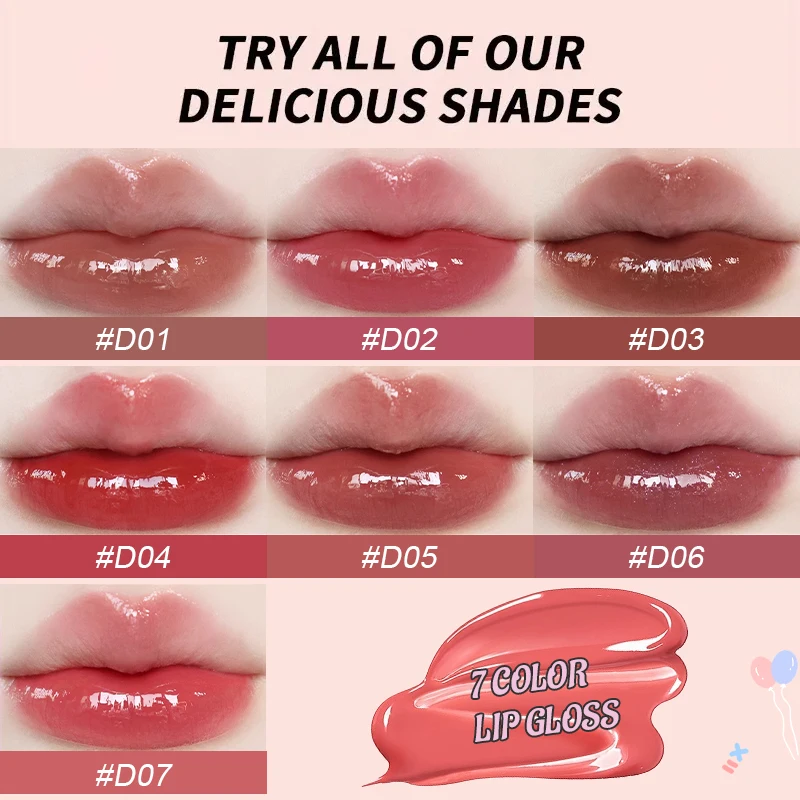 2 stuks glinsterende spiegellipglazuur, waterige glinsterende lichte lipgloss make-up 7 kleuren, hydraterende hydraterende, langdurige