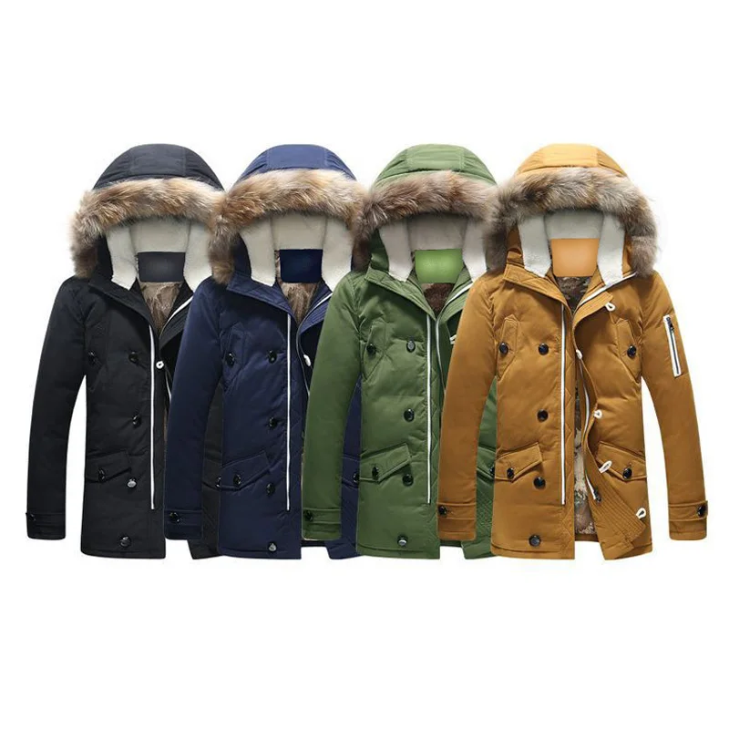 Chaqueta con capucha para hombre, parka gruesa de plumón de pato blanco, abrigo de invierno, nueva marca, 90%