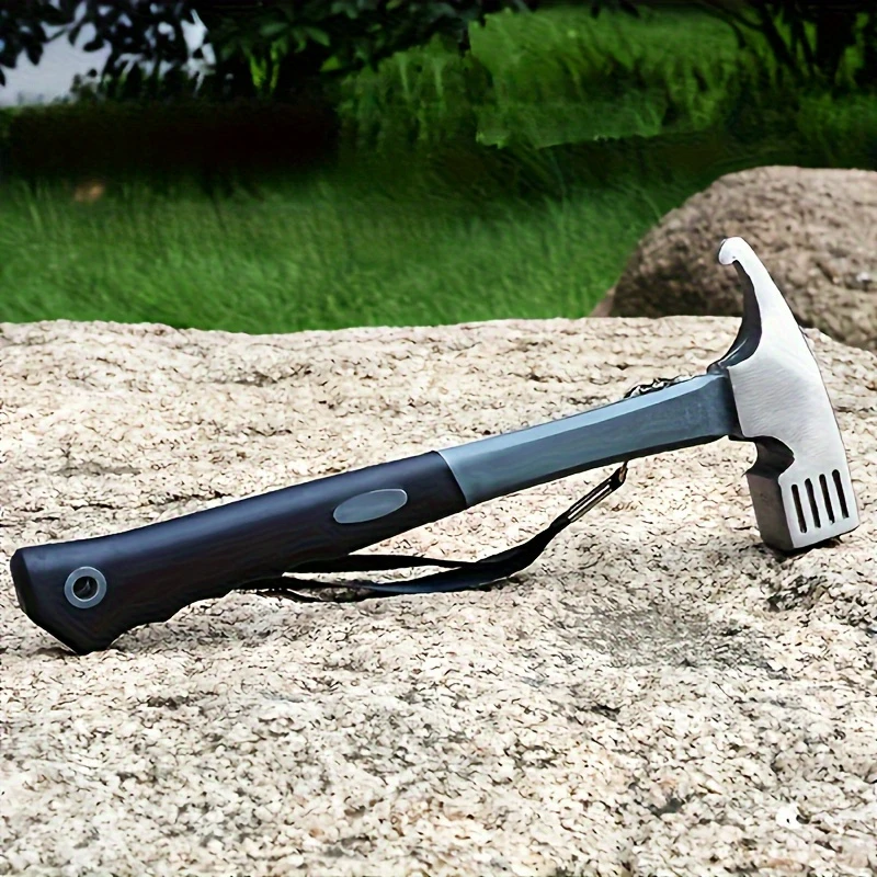 Camping Nail Hammer Multipurpose Steel Hammer With Stake Puller Easy To Carry Hammer For Outdoor Tent Staking Hand Tool