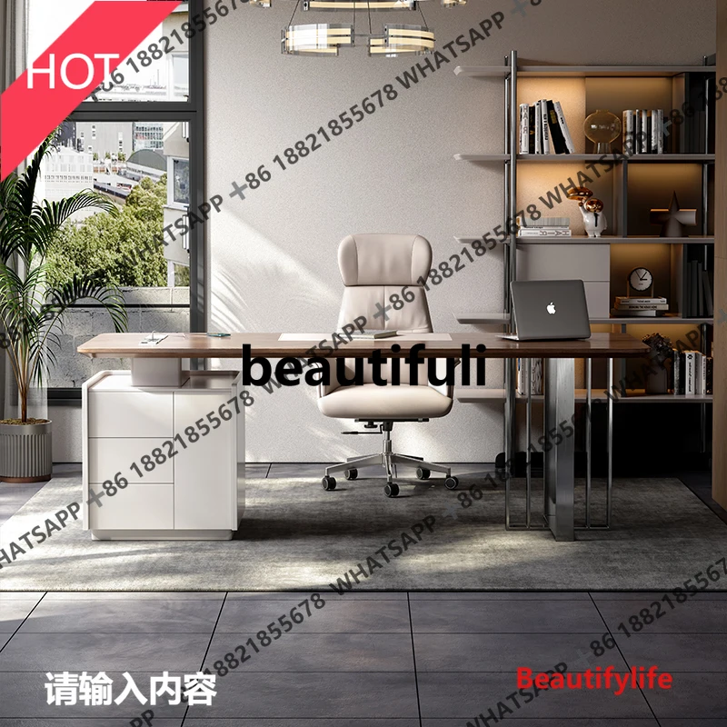 

Итальянский светлый роскошный стол из цельного дерева ореха, простой современный домашний стол для гостиной, продвинутый индукторный компьютерный стол