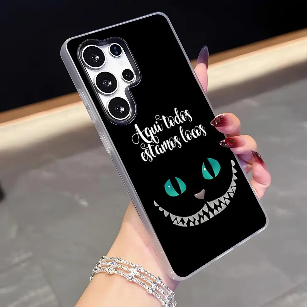 C-Cheshire Cat Alice In Wonderland Phone Case For Samsung S26 S25 Plus S24 Plus S22 Ultra S23 FE S21 Plus S21 Ultra Jelly Cover