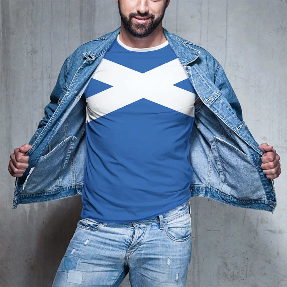تيشيرت مطبوع عليه شارة العلم الاسكتلندي للرجال والنساء ، فريق كرة قدم ، هدية ، تيشيرتات رسومية ، توبات رياضية غير رسمية ، صيف ، جديد ، معجبين