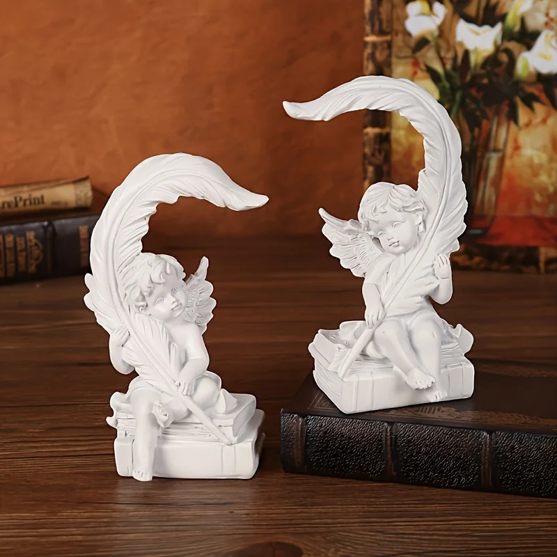 Charming Cherub Figurine - Handcrafted Resin Angel Statue For Home & Garden Decor, Perfect For Living Room, Bedroom