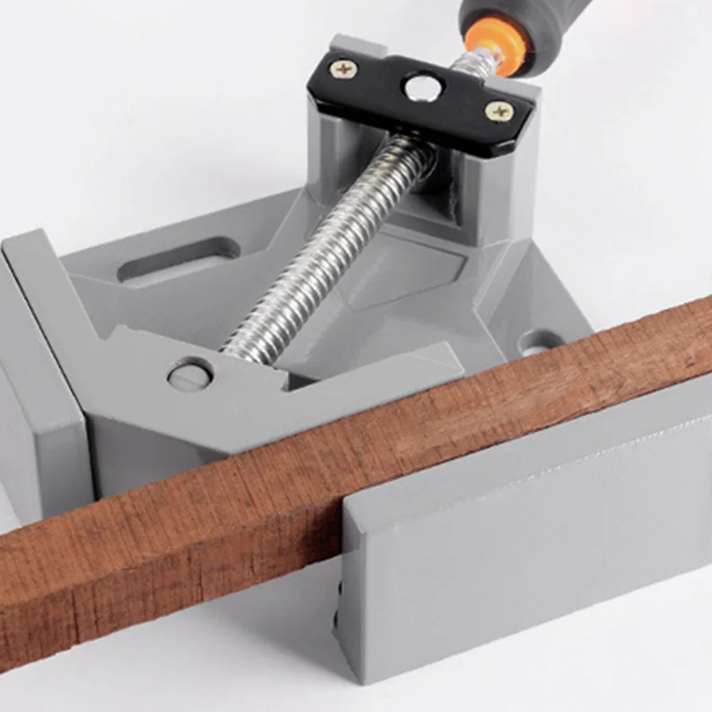

90 Degree Angle Clamp Aluminum Alloy Adjustable Corner Vise For Woodworking Photo Frame Furniture Drilling Grey