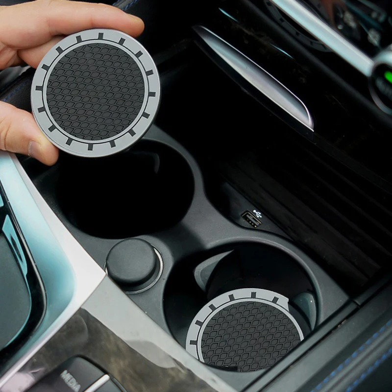 Universal Car Coasters Water Cup Slots Non-Slip Waterproof Water Cup Mat Cup Holder Insert Pad Automotive Decoration Accessories