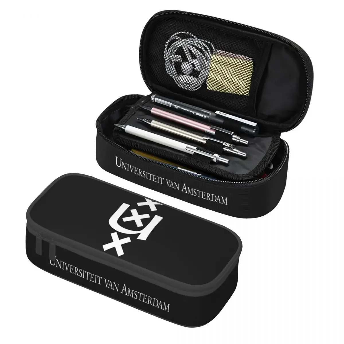 

Custom Netherlands University Of Amsterdam Logo Cute Pencil Case Girls Boys Large Capacity Pencil Box Students Stationery