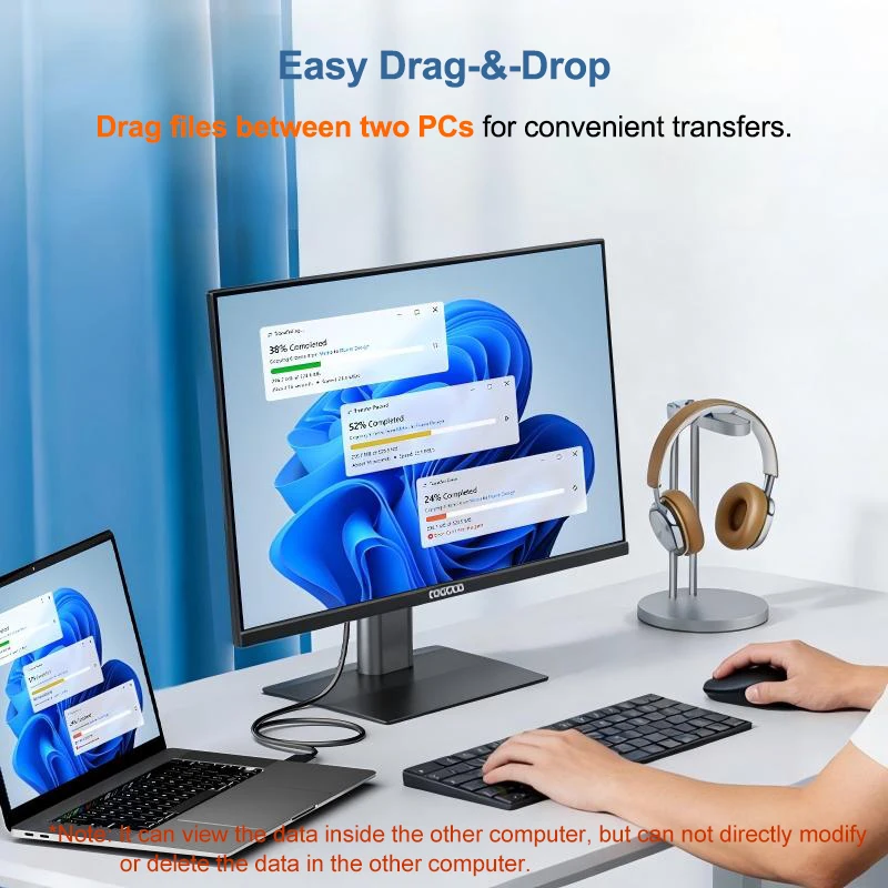USB3.0 PC to PC Cable, Data Transfer Cable Link Direct Copy Between 2 Computers for Windows7,8.win10/11 USB link cable