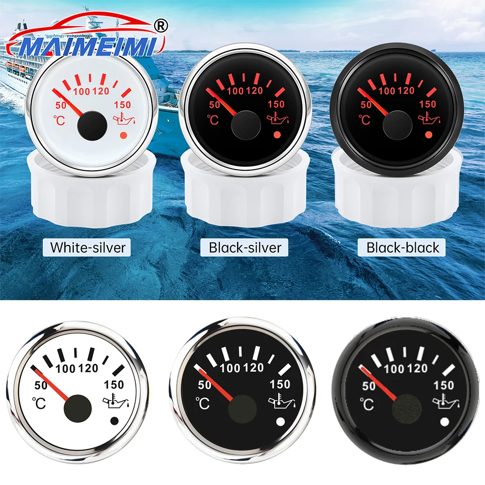

2" 52mm Oil Temperature Gauge 50~150℃ with Sensor 1/8NPT Red backlight Digital pointer Car Gauge for Car Boat 12V 24V