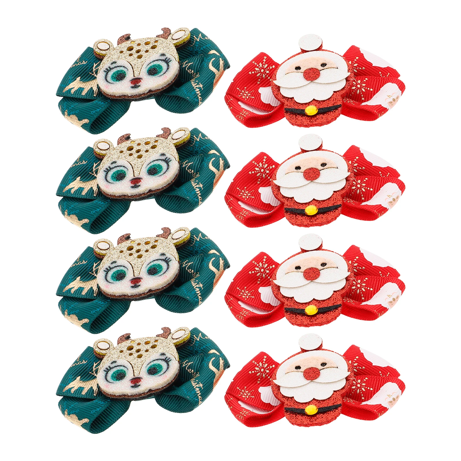

8 Pcs Children Hairpin Toddler Cute Christmas Kid Accessories Clips Glitter Bows Girls Hair Decor Festive Holiday Party