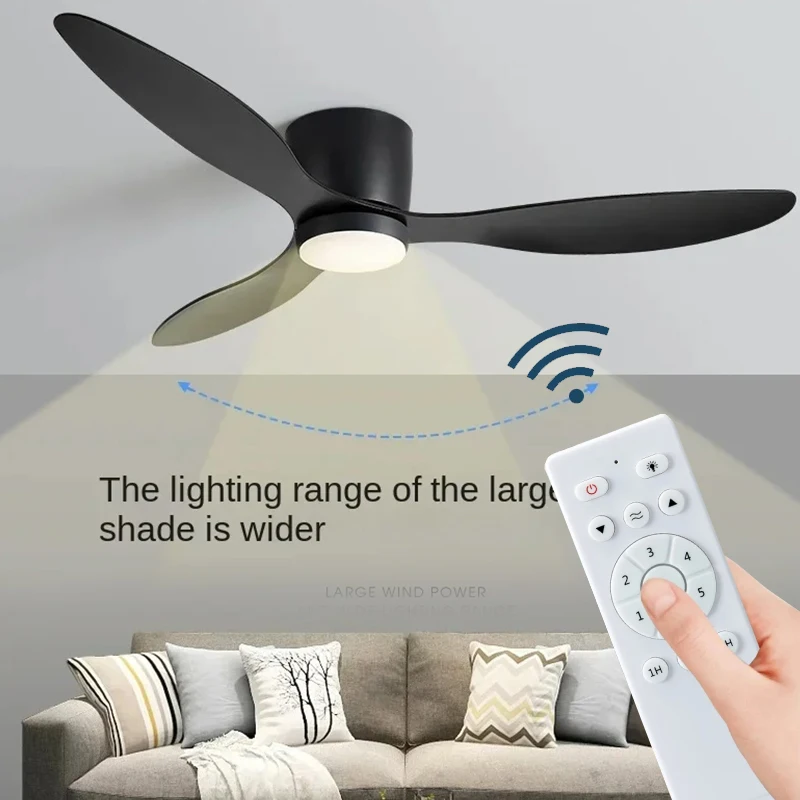 XINGOO Ceiling Fan White Low Floor Ultra Thin 17cm DC Ceiling Fan With Remote Control Simple Ceiling Fans With Light