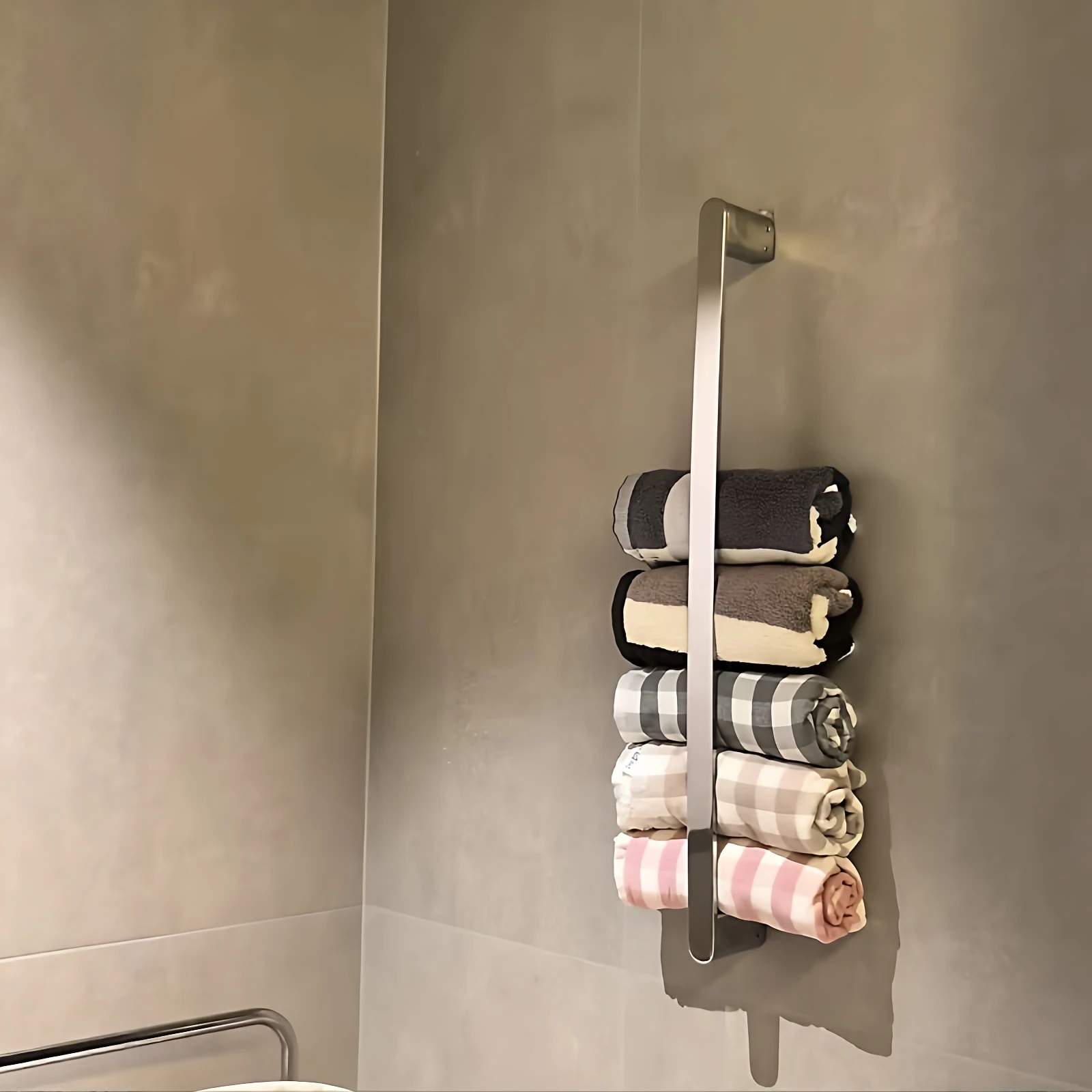 

Bathroom Towel Rack No Drilling Wall Mounted Household Stainless Steel Towel Storage Shelf Bathroom Organization Accessory