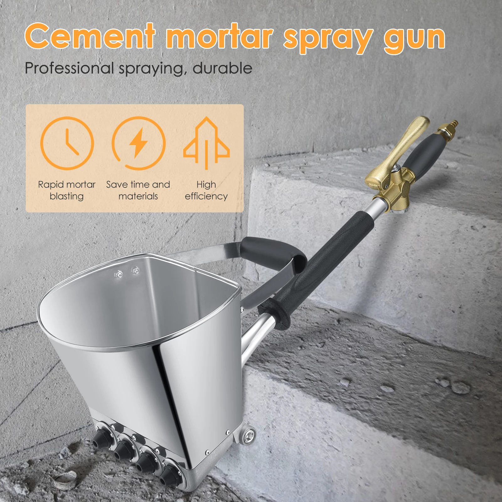 Cement Mortar Spray Gun, Hopper Gun With 4 Jets, Hopper Plaster And Stucco Sprayer Sprayer For Wall Painting And Ceilings