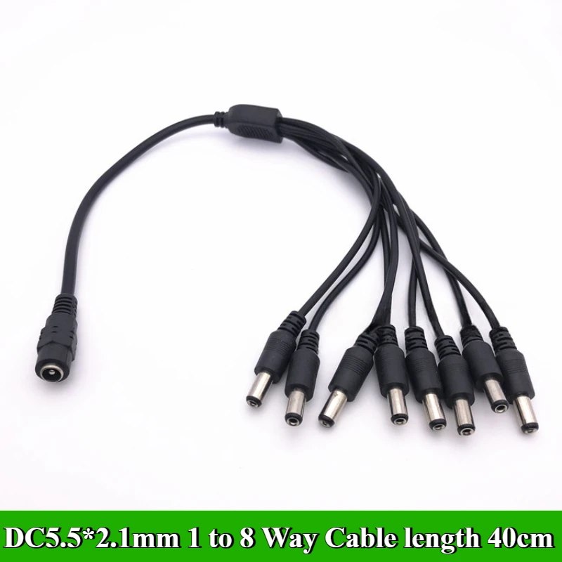 DC5.5 * 2,1mm 1 a 2/3/4/5/6/8 vías Cable divisor de corriente CC 5V 12V Cable conector adaptador de corriente para tira de luces LED cámara CCTV
