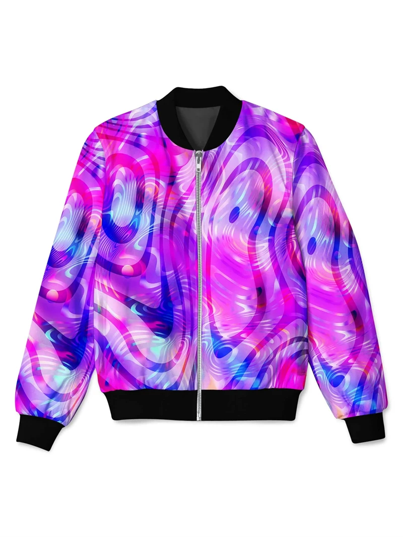 Psychedelic Graphic Bomber Jacket Men Women Fashion Design 3D Print Zip up Jacket Casual Street Clothes Spring And Autumn Coat