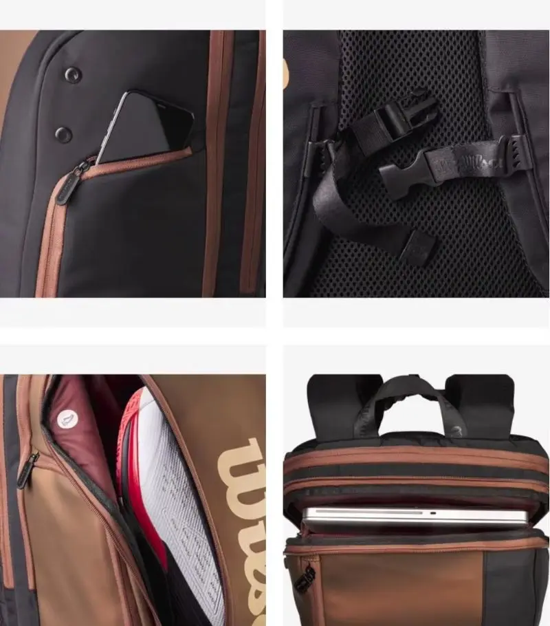 Wilson Bolsa para raqueta de tenis V14 Super Tour Pro Mochila para raqueta de gran capacidad Bolsa deportiva profesional para cancha con capacidad para 2 raquetas de tenis