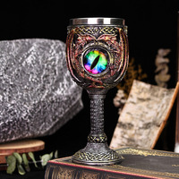 New Silver 3d Halloween Skull Retro Goblet Relief Gothic Resin And Stainless Steel Material Mug Personalized Red Wine Glass Gift
