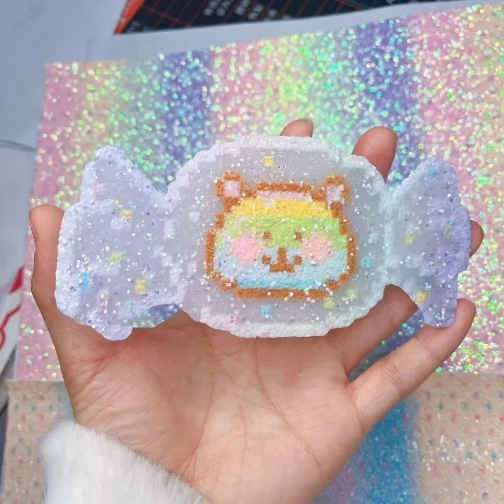 DIY Handmade DIY Fabric Ironing Cloth Rainbow Glitter Non Stick Bean Paste Fabric Reusable Gradient Beads Sequin Cloth