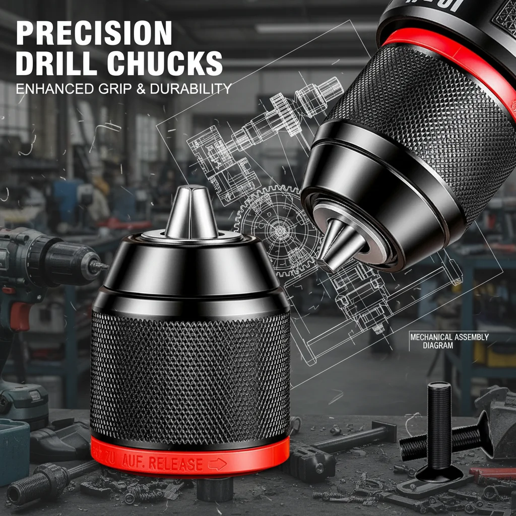 Electric Wrench Conversion Head Ratchet Self-Locking Drill Chuck with High Hardness Bearing Adjustable 0.8-13mm for DIY Repair T