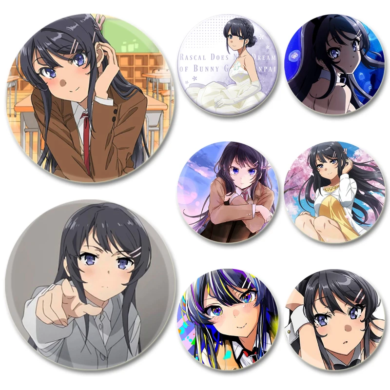 Mai Sakurajima Anime Character Badge Comic Cosplay Cartoon Brooches Cute Exquisite Enamel Pins for Backpack Jewelry Accessories
