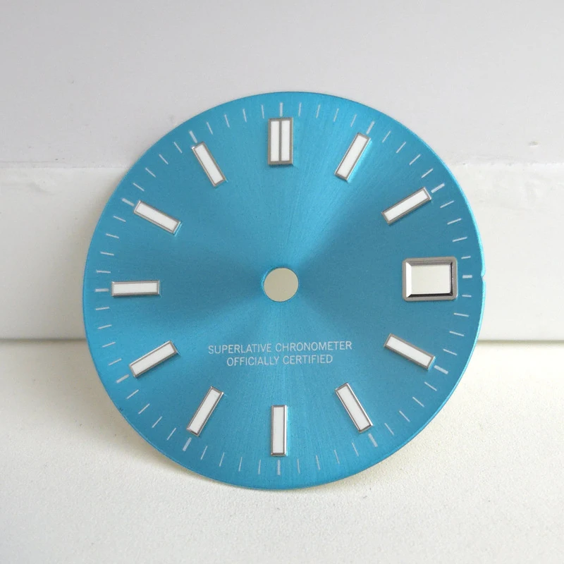 New High-End Dial Green Luminous Movement Watch Modification Parts Blue Watch Dial Green Luminous Applicable NH34/35/36 Fashion
