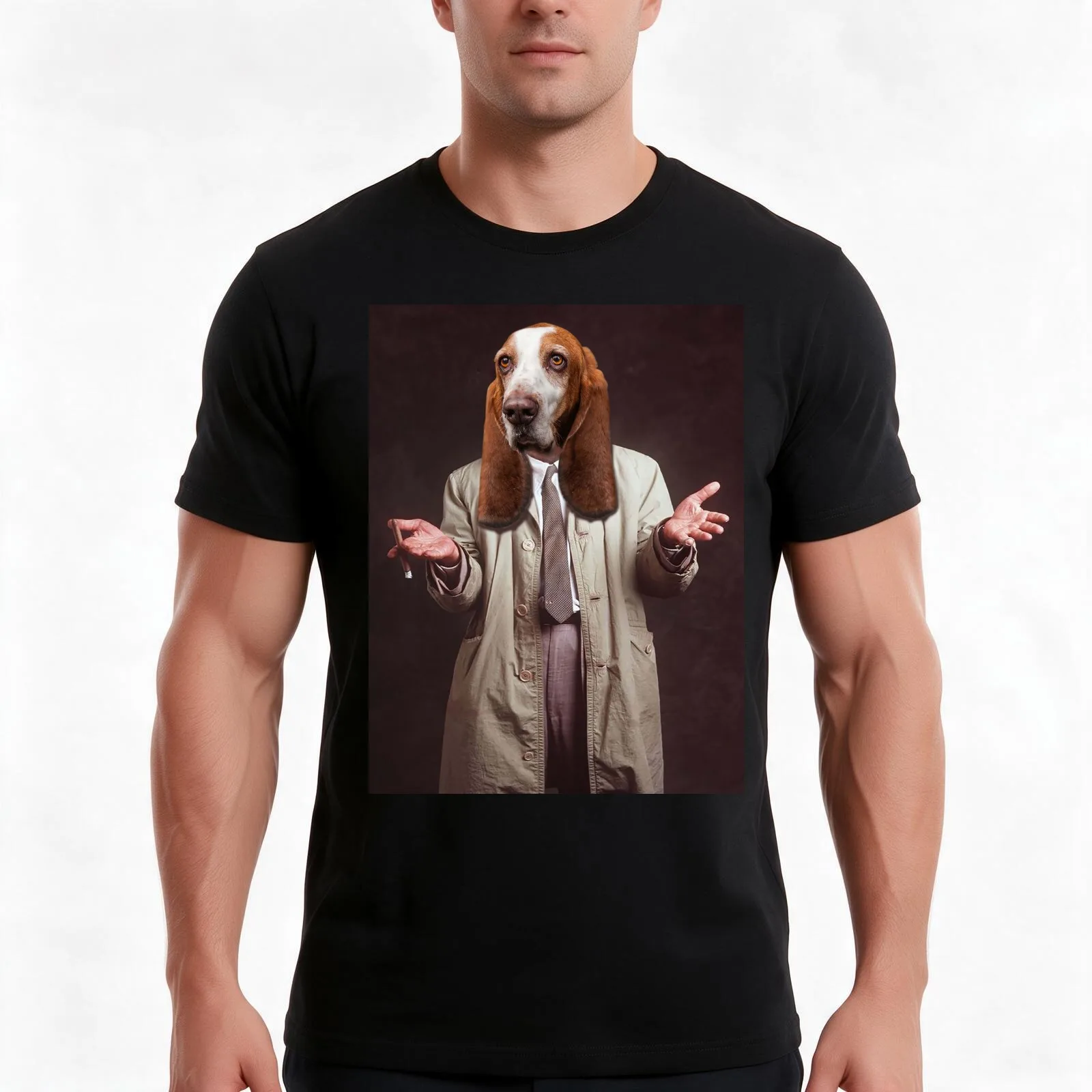 Columbo's dog Basset Hound T-Shirt, Summer Casual Cotton Tee, Oversized Streetwear Tops, Vintage Graphic Print, Unisex Men Women