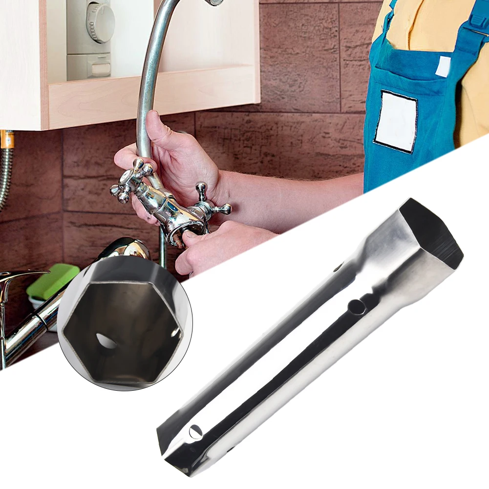 Koppel Ratch TAP TERUGMOER DOOS RVS GEREEDSCHAP Moersleutel 1-delig BAD WASTAFASSING Kraan Sanitair Gereedschap Wastafel Zilver