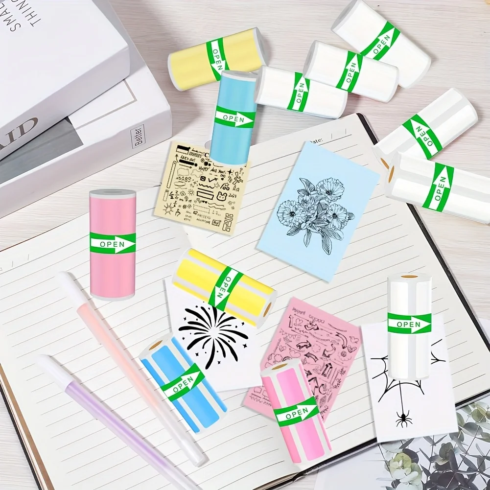 ورق طباعة ملصقات صغير ملون وأبيض 50 × 15 مم و50 × 30 مم لاصق متعدد الأغراض للطابعات الصغيرة عالية الدقة واللوازم المكتبية #2