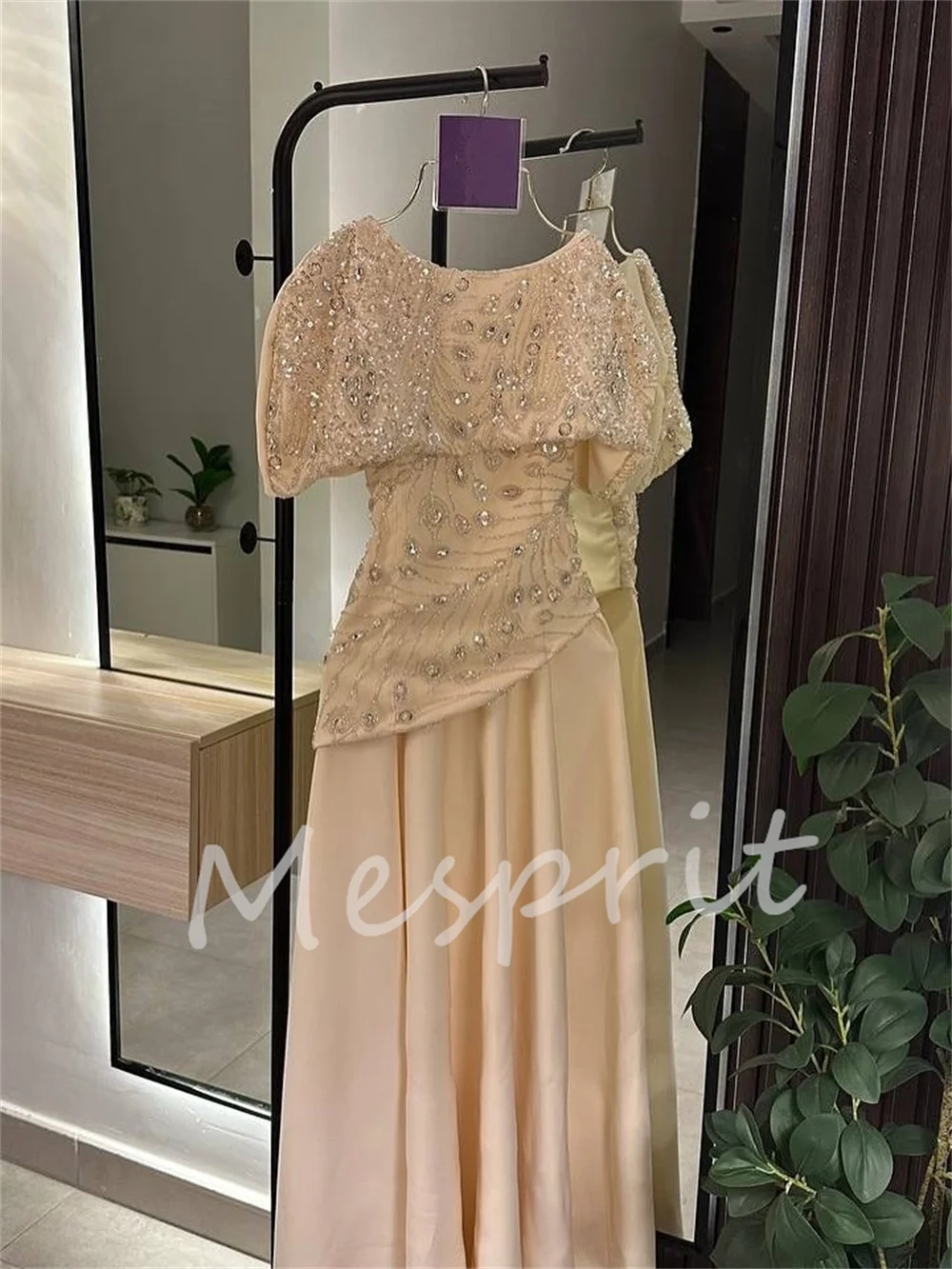 Customized Exquisite Jersey Sequined Pattern A-line O-Neck Long Bespoke Occasion Evening Dresses Fashion
