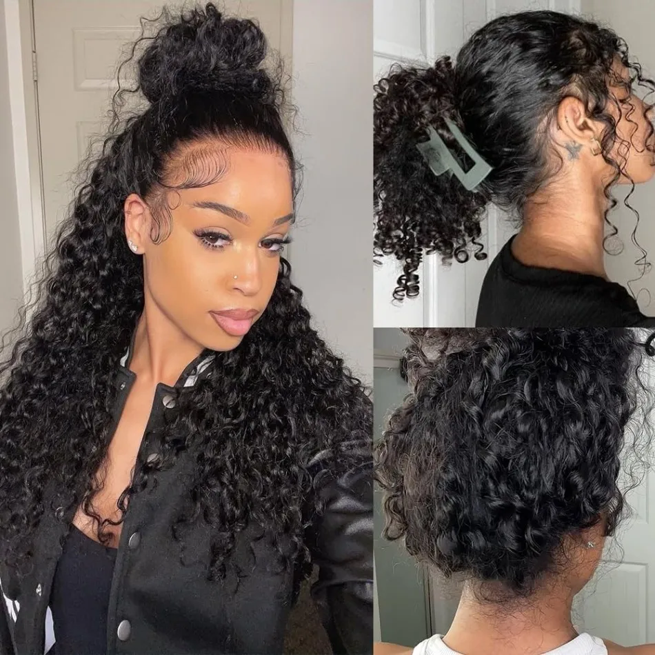 360 Full Lace Wig Human Hair Pre Plucked Hd 250 Density 360 Lace Front Wigs Deep Curly Wigs Human Hair Invisible Drawstring 40In