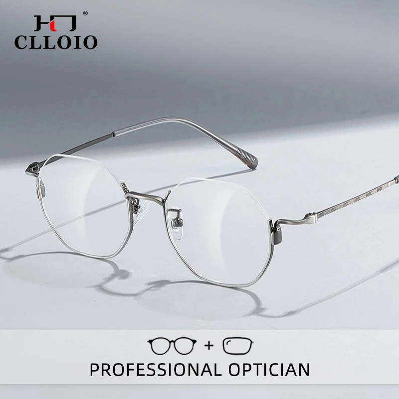 

CLLOIO New Fashion Versatile Reading Glasses Anti-Reflective Alloy Half-Frame Myopia Glasses Progressive Prescription Eyewear