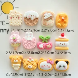 10pcs Cute Cartoon Kawaii biscuits panda cherry Flat Back Resin DIY Scrapbooking Cabochons Decoration Accessories