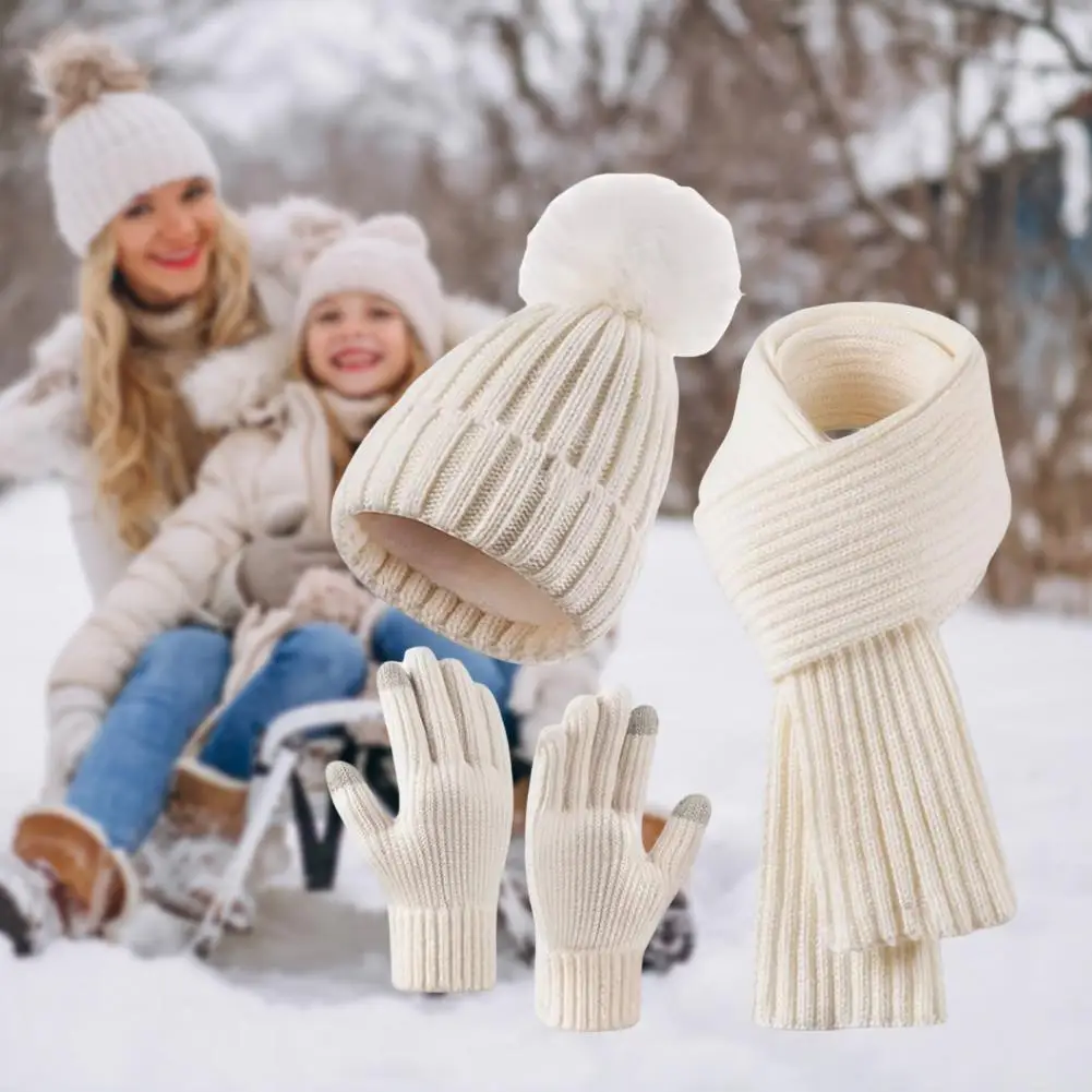 女性用の防風ビーニースカーフと手袋のセット,暖かいニット帽,摩擦パームグローブ,ネックカバー,冬