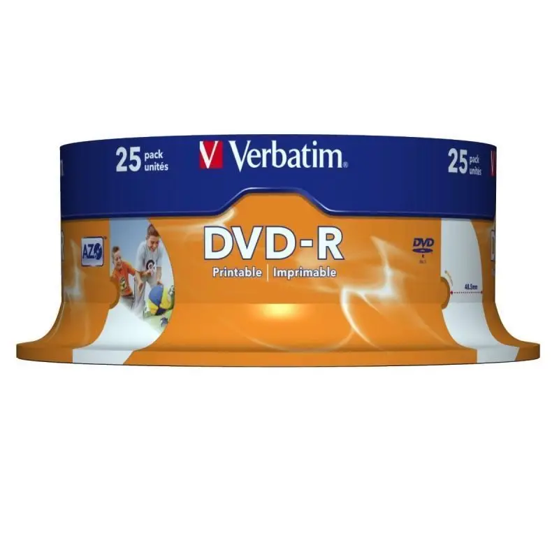 Verbatim printable DVD-R 16X/ Tarrina-25uds