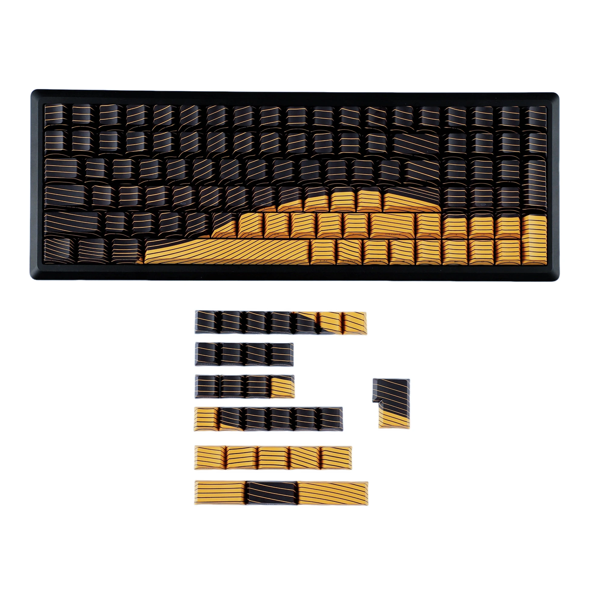 

YMDK Black Yellow Contour Line 130 Cherry Profile PBT Doubleshot Sidelit keycap For 104 96 87 84 68 61 MX Mechanical Keyboard