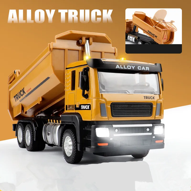 Hot new produc1:43 alloy pull back dump truck model,engineering transport truck toy,simulation sound and light car,free shipping