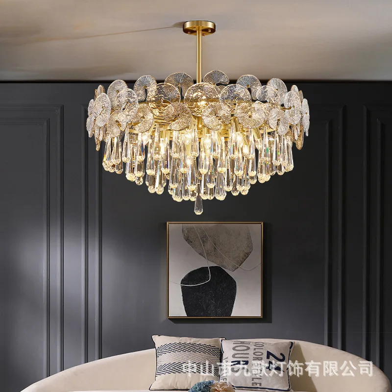 

Light luxury crystal chandelier post-modern glass chandelier living room lamp dining room bedroom luxury lamps