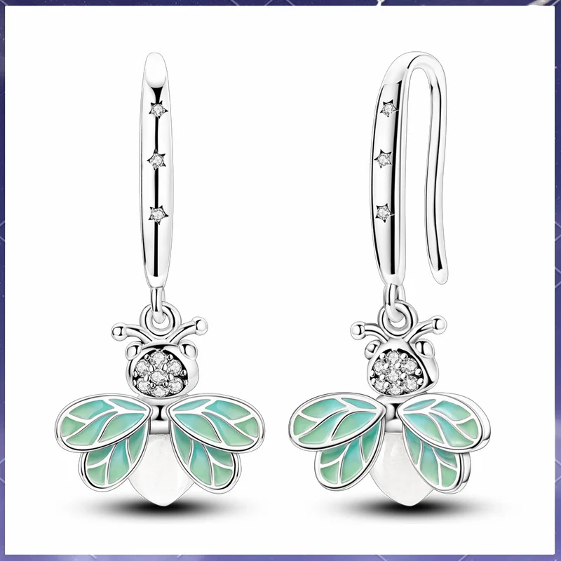 

925 sterling silver summer night firefly ear hook for ladies, fashionable and exquisite pendant, party jewelry