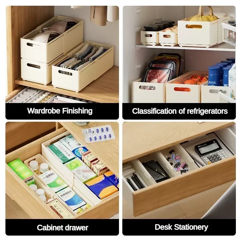 1 قطعة درج قابل للسحب المنظم طول قابل للتعديل خزانة صندوق تخزين تكويم المطبخ المنظمون فرز صندوق تخزين للمنزل