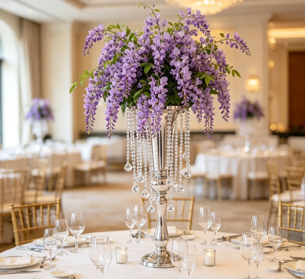 

10pcs 60-120cm Wedding Event Centerpiece Aisle Decoration Gold Chandelier Top Table Centerpiece for Wedding Supplies