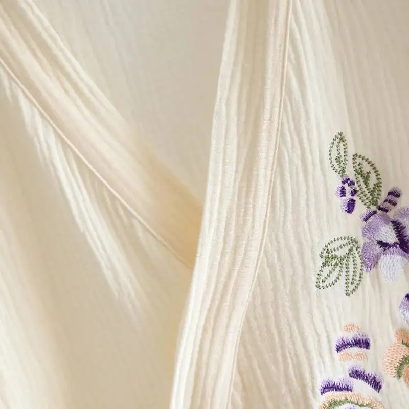 أردية نسائية مطرزة من القطن للربيع والصيف رداء حمام رقيق على الطراز الصيني ملابس على البخار للاستحمام